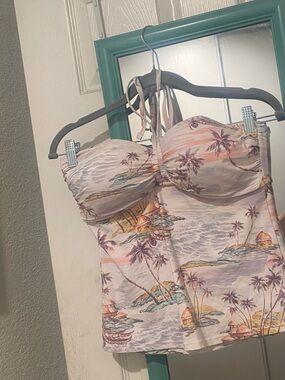 Tropical halter swimsuit